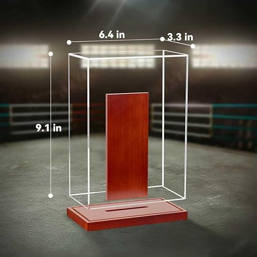 Miniatura 2 de MMA - Vitrina de guantes - Sin montaje - Escaparate de acrílico transparente con base de madera, soporte individual, protección UV recuerdos y caja