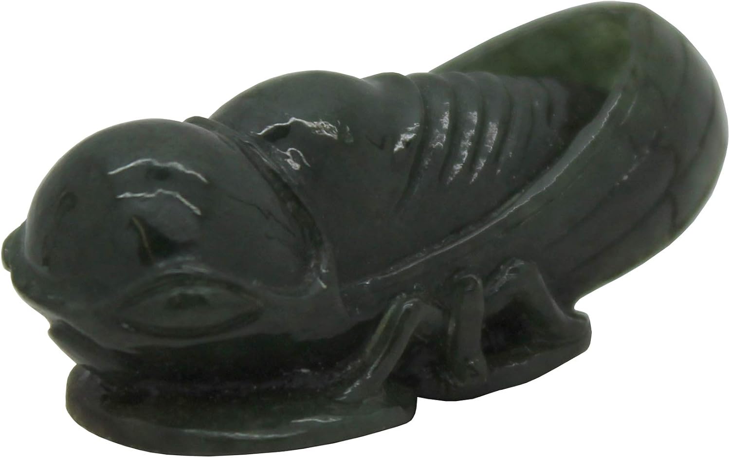 Dark Green Hand Crafted Jade Pendant Cicada On Money Zen Ornament Figure an461