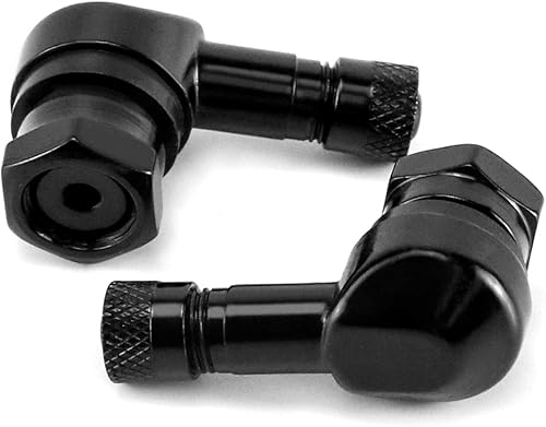 Miniatura 4 de QWORK Vástagos de válvula de neumático de motocicleta CNC, paquete de 2 vástagos de aire de válvula de aluminio de 90 grados y aleación de aluminio,
