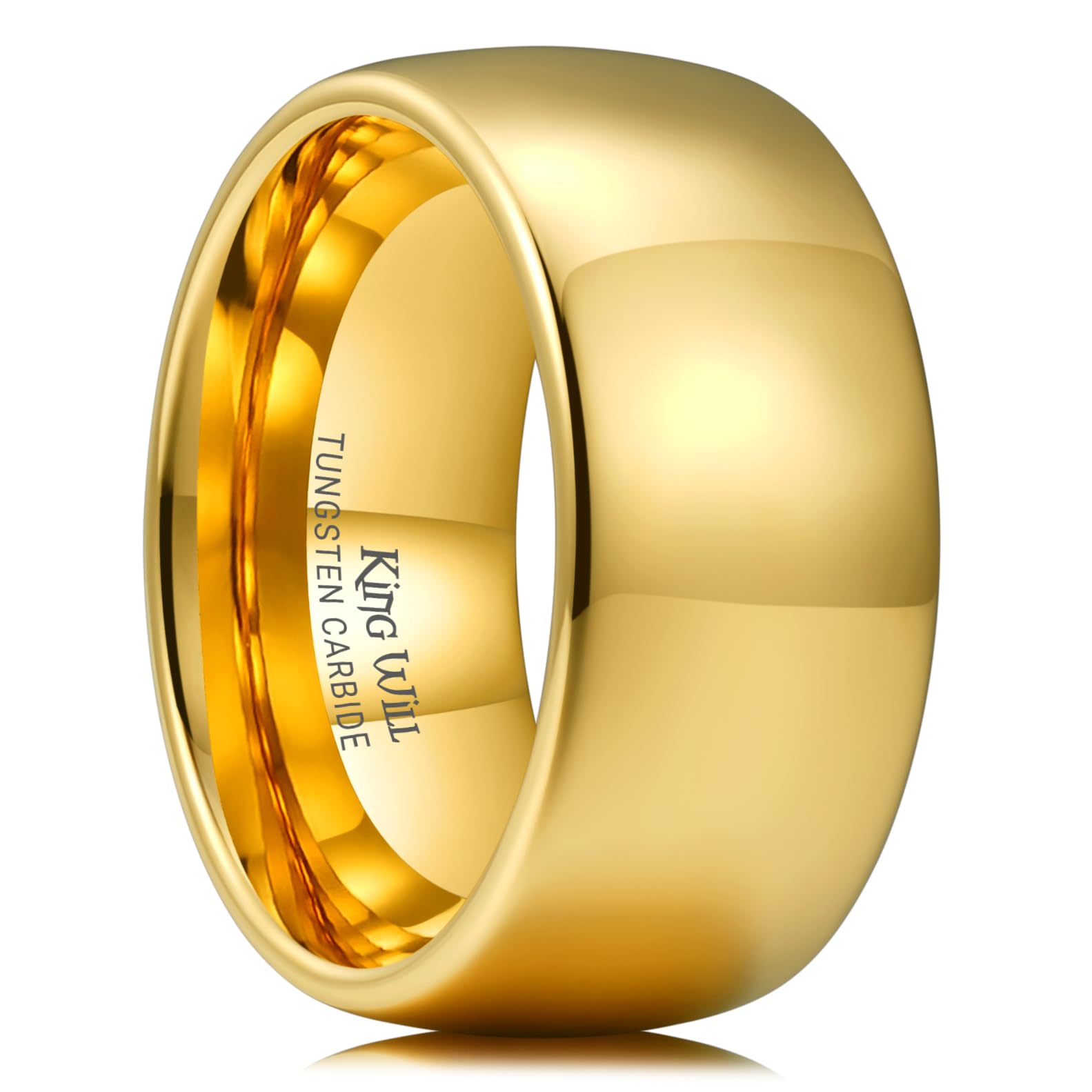 King Will Men's Women's Tungsten Carbide Ring 24k Gold Plated Rose Gold Plated Domed Polished Finish Wedding Band