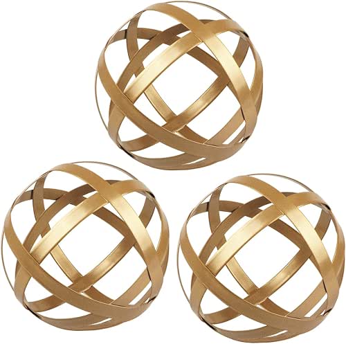 YIYA Gold Metal Decorative Sphere Set of 3 - Metal