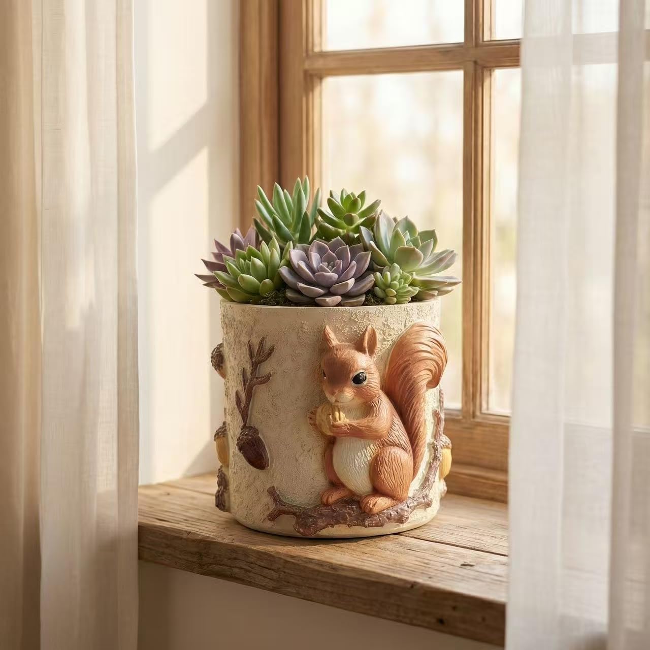 Cute Squirrel Succulent Planter with Drainage Hole, Unique Garden Plant Pots for Indoor/Outdoor Plants, Plant Gifts for Mother's Day, Birthday, Christmas image 2