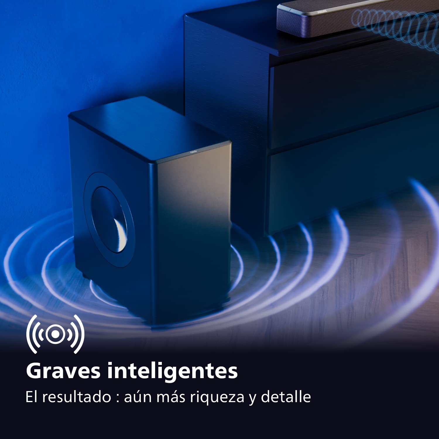 Philips FW1 | Subwoofer inalámbrico | Sonido cinematográfico | Graves Ricos y Profundos | Bonito diseño | 420 W de Potencia de Salida | Negro