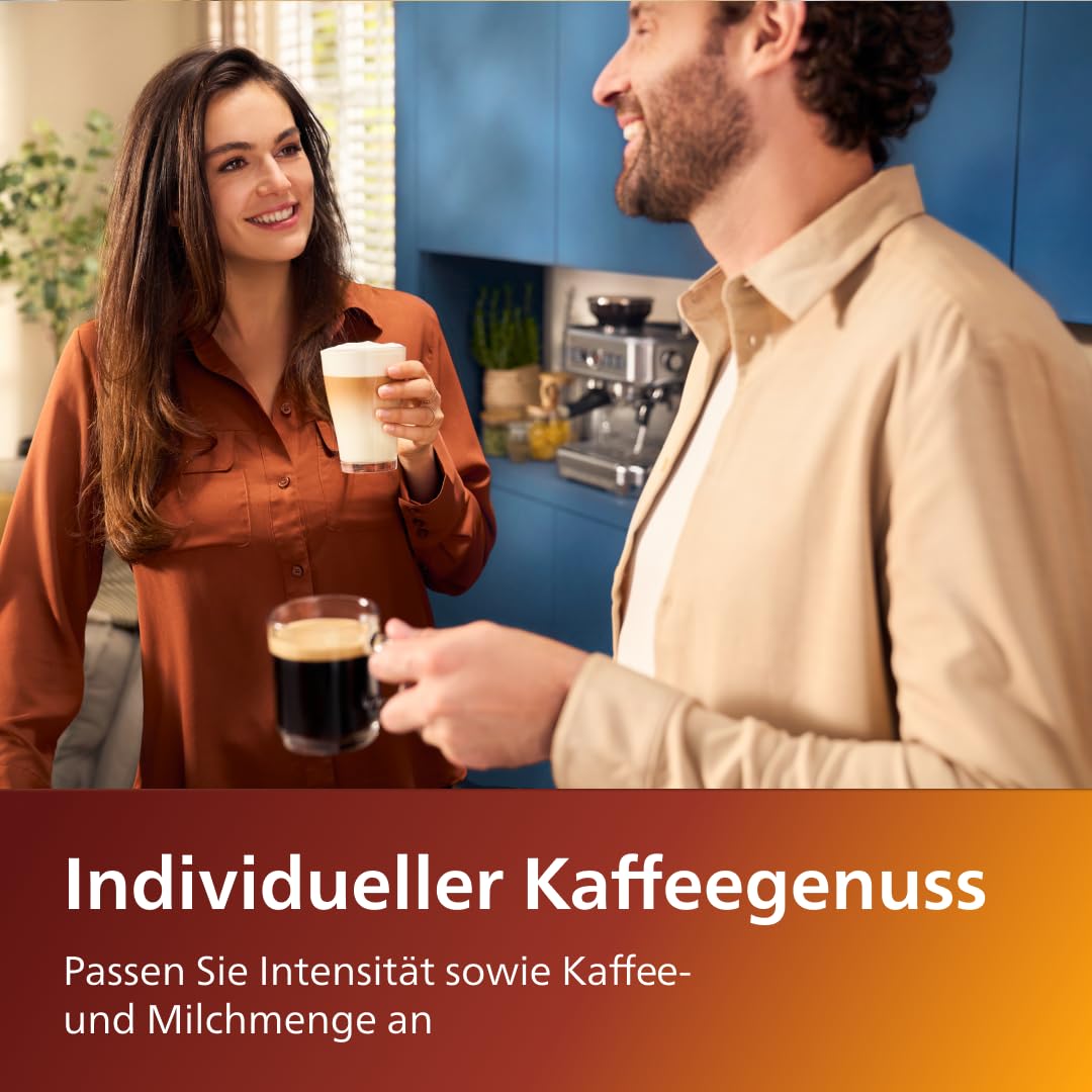 PHILIPS Serie 5400 Kaffeevollautomat LatteGo EP5447/90 12 Getränke Touchscreen Chrom-Finish