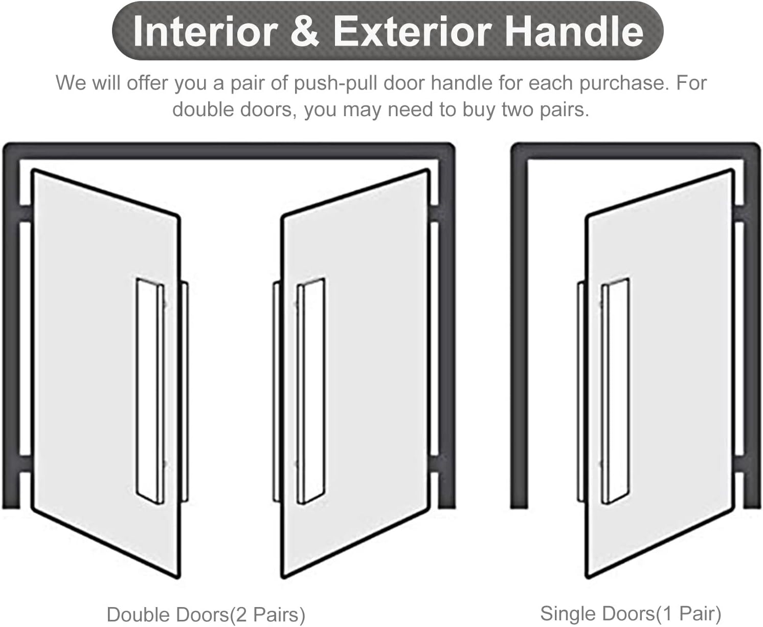 Stainless Steel Door Handle Set with 24 Inch Matte Black and Gray Finish for Barn Bathroom Entry and Gates