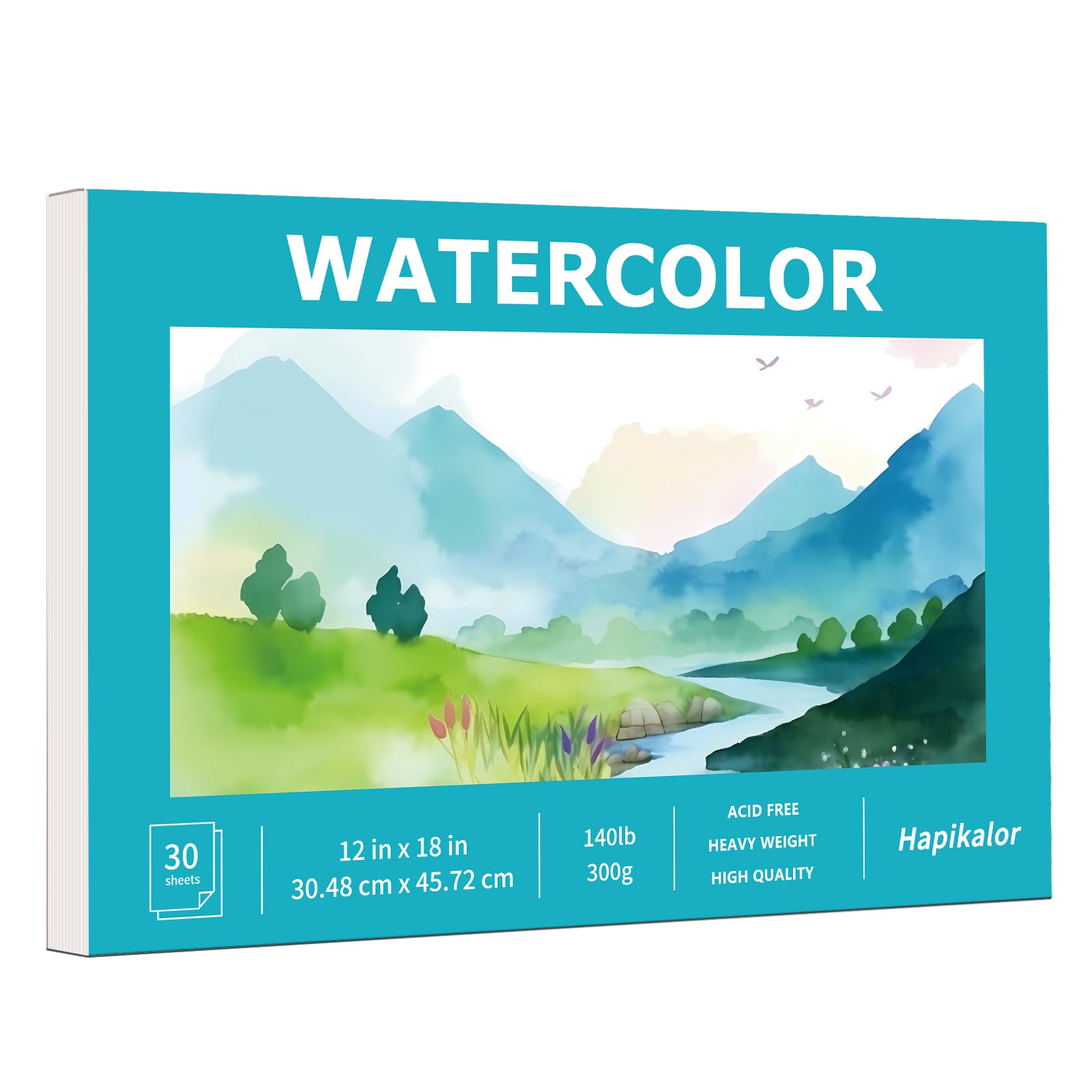 Hapikalor Watercolor Paper, 12"x18" Water Color Paper, 140lb/300gsm Teal
