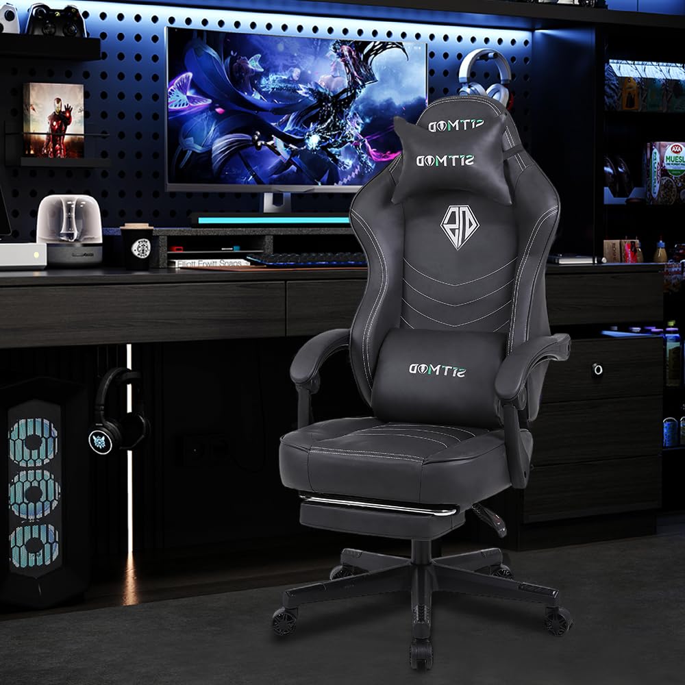 Sitmod Ergonomic Gaming Chair With Footrest For Adults Adjustable - Main Image