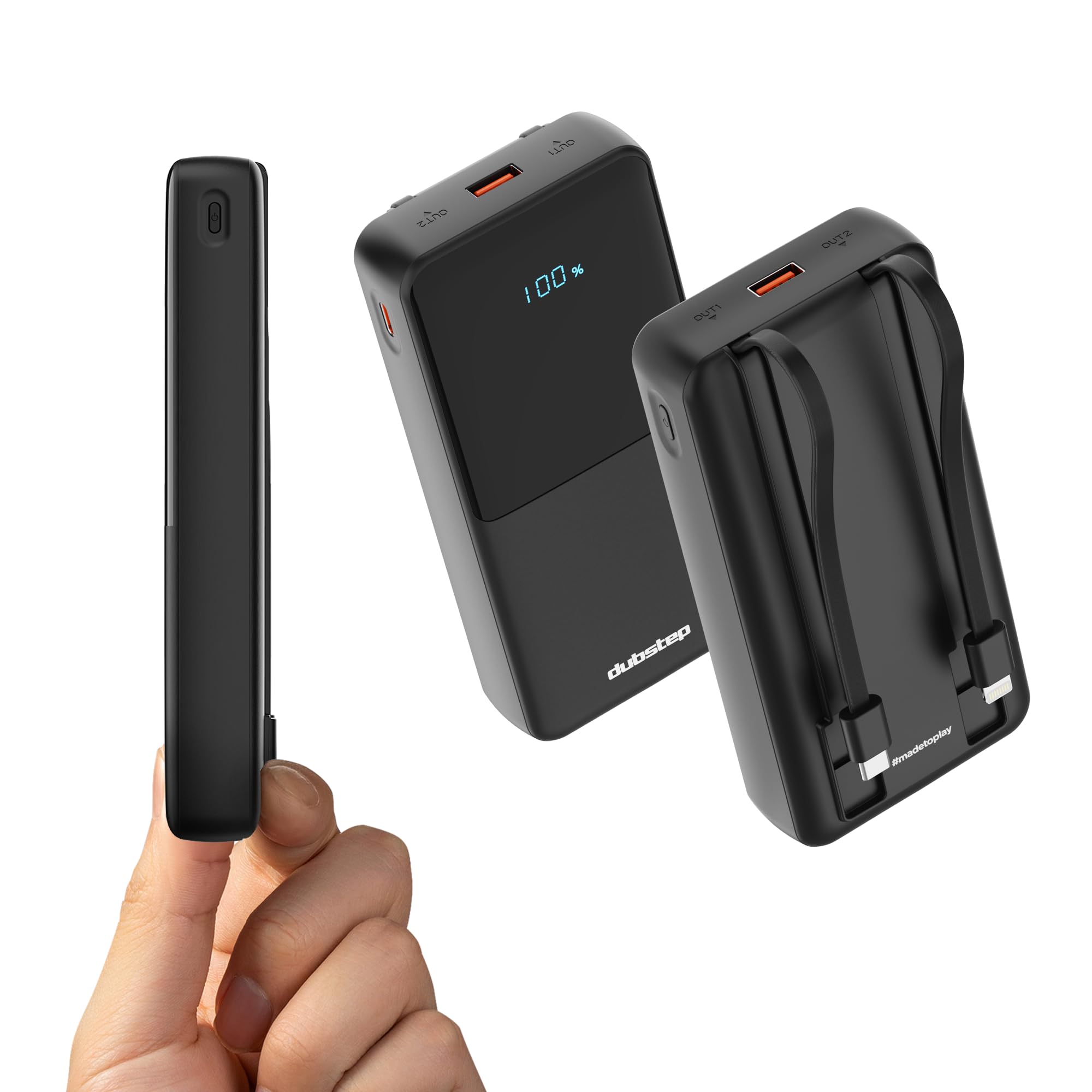 Dubstep Powerblitz X5 20000mAh 22.5W Super Fast Charging, USB Type-C Input Power Bank with Fast Charging & 22.5W Power Delivery, Built-in Charging Cables, 4 Outputs, Type-C Input/Output Port (Black)-image-30