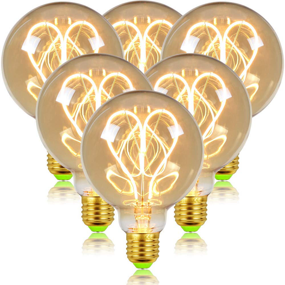 Żarówka, żarówka LED G95 Edison, antyczna, lampa w stylu vintage, żarówka Edison z żarnikiem ściemnialnym, bursztynowa, 220 V, 4 W, staromodna, dekoracyjna, złota, 6 szt.