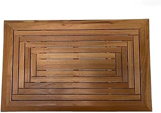 Indonesian Teak Wood Door Mat | Large Wooden Shower Mat for Bathroom, Non Slip Wood Floor Sturdy Mat for Inside Shower Luxury Spa Home Indoor or Outdoor | Fully Assembled | 31x20”