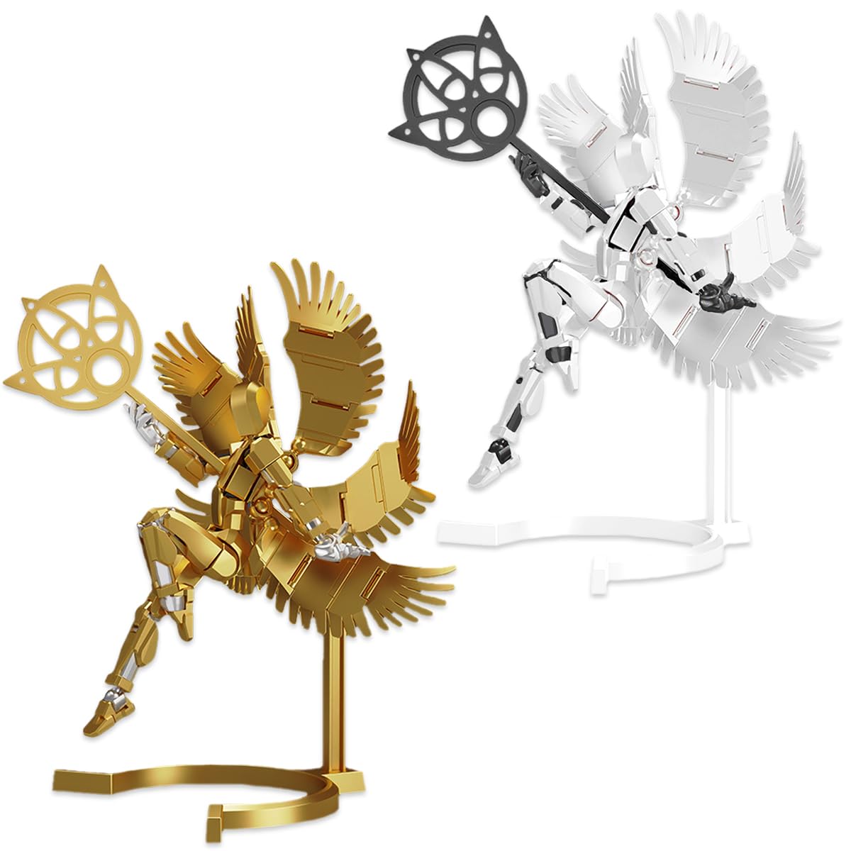 JWBHCYL T13 Action Figure Set, 2 PCS 3D Printed Multi-Jointed Movable Titan 13 Lucky 13 Robot, Magnetic Suction Style, with Replaceable Hands and Weapons, Desktop Decorations Game Lovers Toy