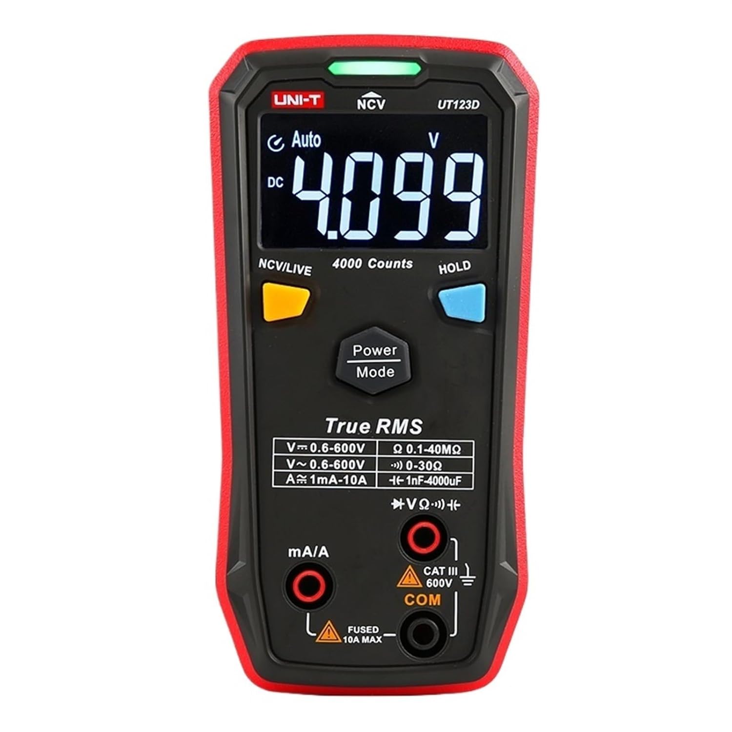 UT123 UT123D Mini Digital Multimeter Temperature Tester Data AC Voltmeter Pocket Voltage Ampere Ohm Meter Auto Range(UT123D)