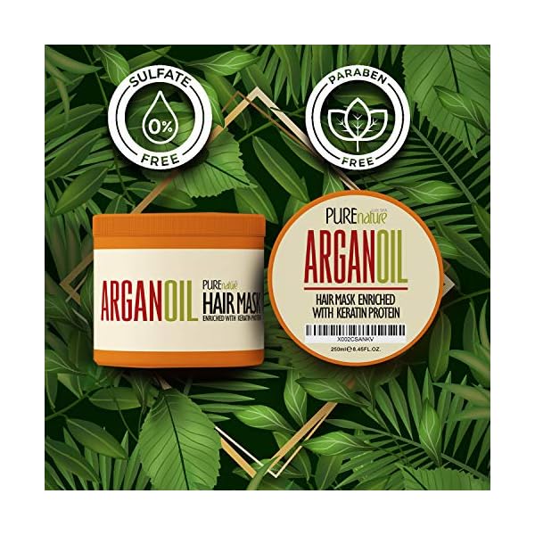 Argan-Oil-Hair-Mask-Deep-Conditioner-Treatment-for-Dry-Damaged-Hair-Moroccan-Split-End-Moisturizer-Hydrating-Product Moroccan Argan Oil Hair Mask Sulfate SLS Paraben Free - Deep Conditioner Treatment for Dry Damaged Hair - Split End Moisturizer, Hydrating Product - Salon Grade Formula – Enriched with Keratin Protein