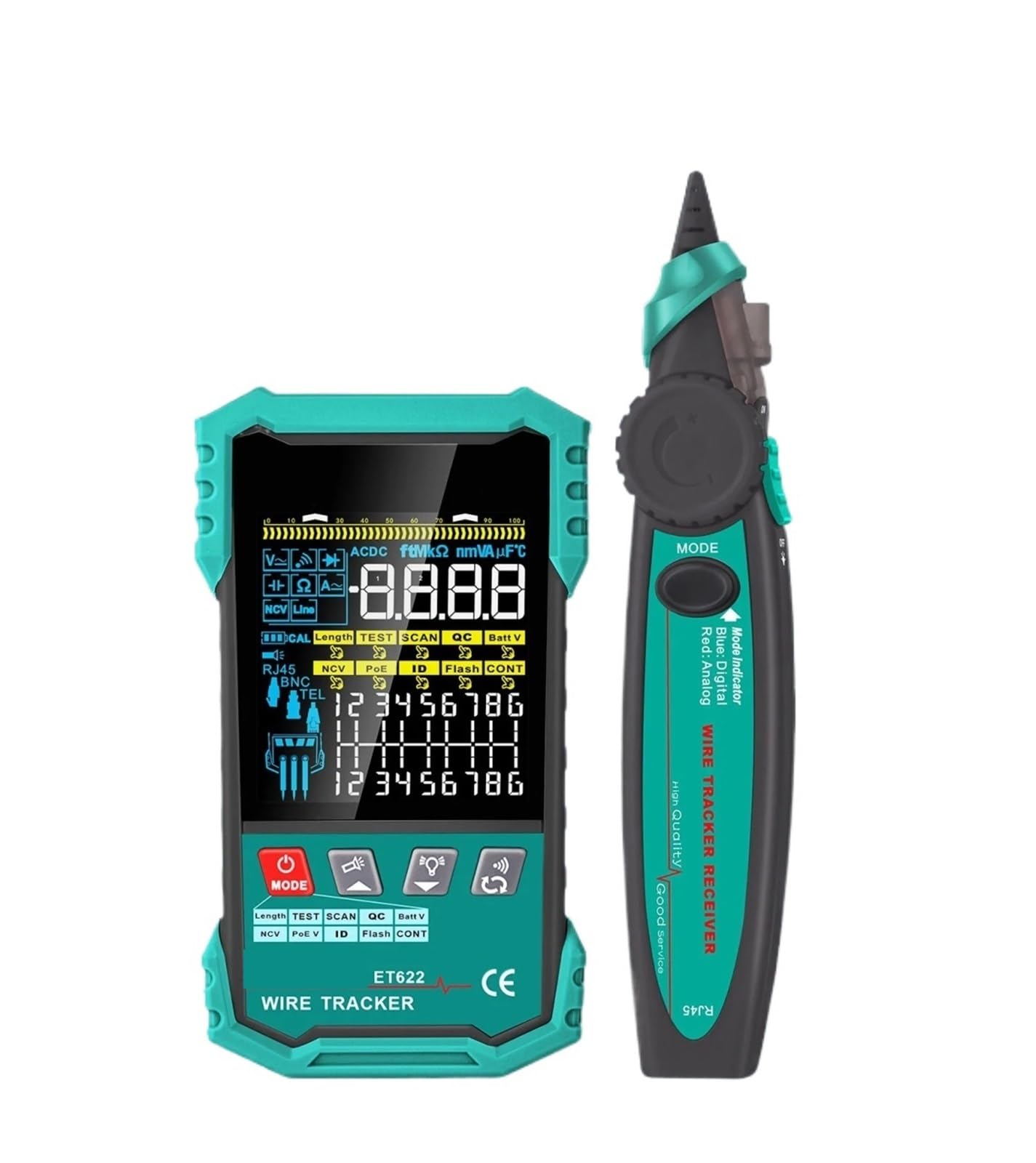 Mthckxjbsuz Et623 With Multimeter Cable Tracker, 3.2-Inch Multifunctional 400M Network Cable Tester Poe Test Lan Mapping Multimeter Ncv Telephone Line Tracker Tool