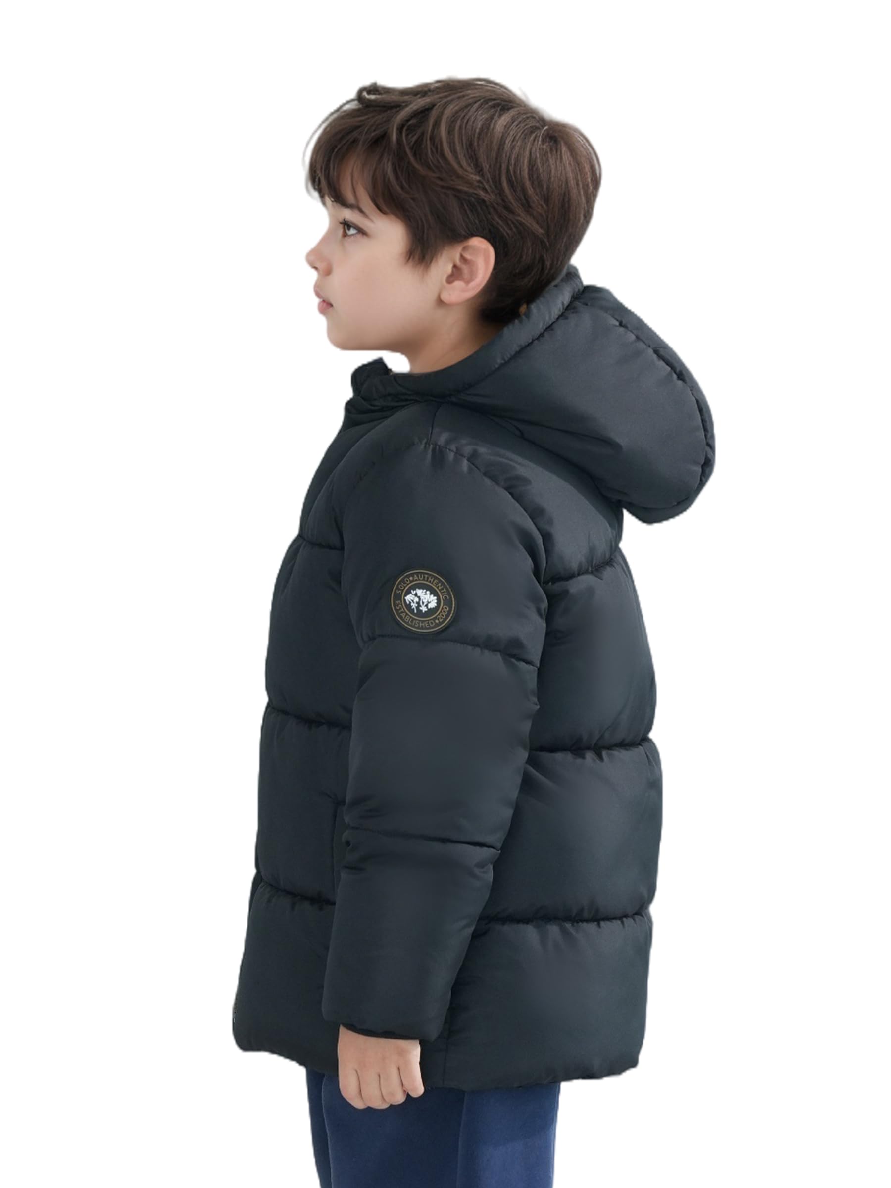 Sunny Sprout Manteau garçon hiver - Doudoune épaisse avec capuche polaire et manches coupe-vent