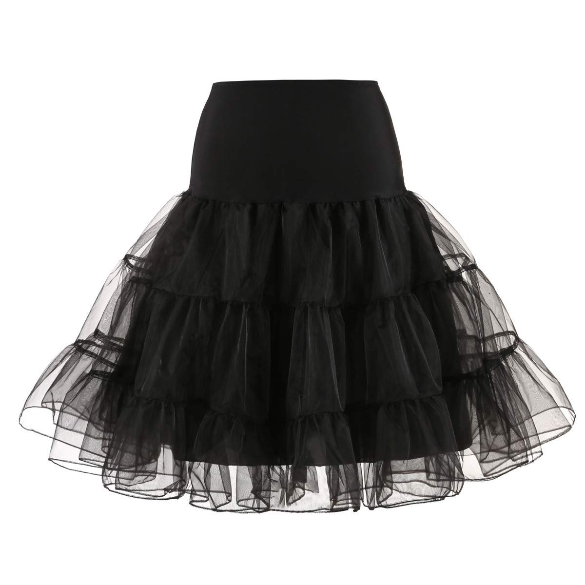 SSDH 1950s Retro Rockabilly Underskirt Swing Vintage Tulle Tutu Petticoat Skirt Half Slips (UK, Alpha, L, Regular, Regular, Black)