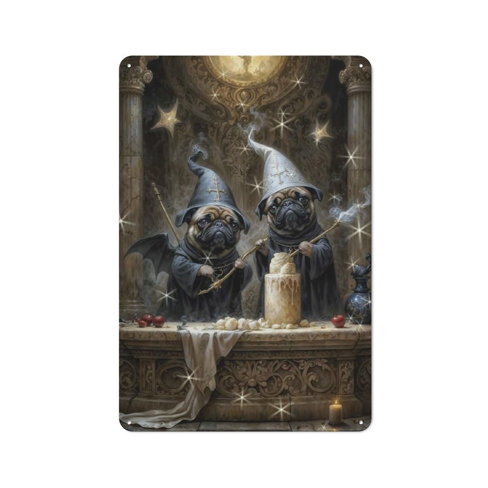 Classic Pugs Wisards Tin Sign 30x20cm, Classic Pub Decor for Cafe, Pub, Workshop Or Home Bar, Small Accent for Blank Walls