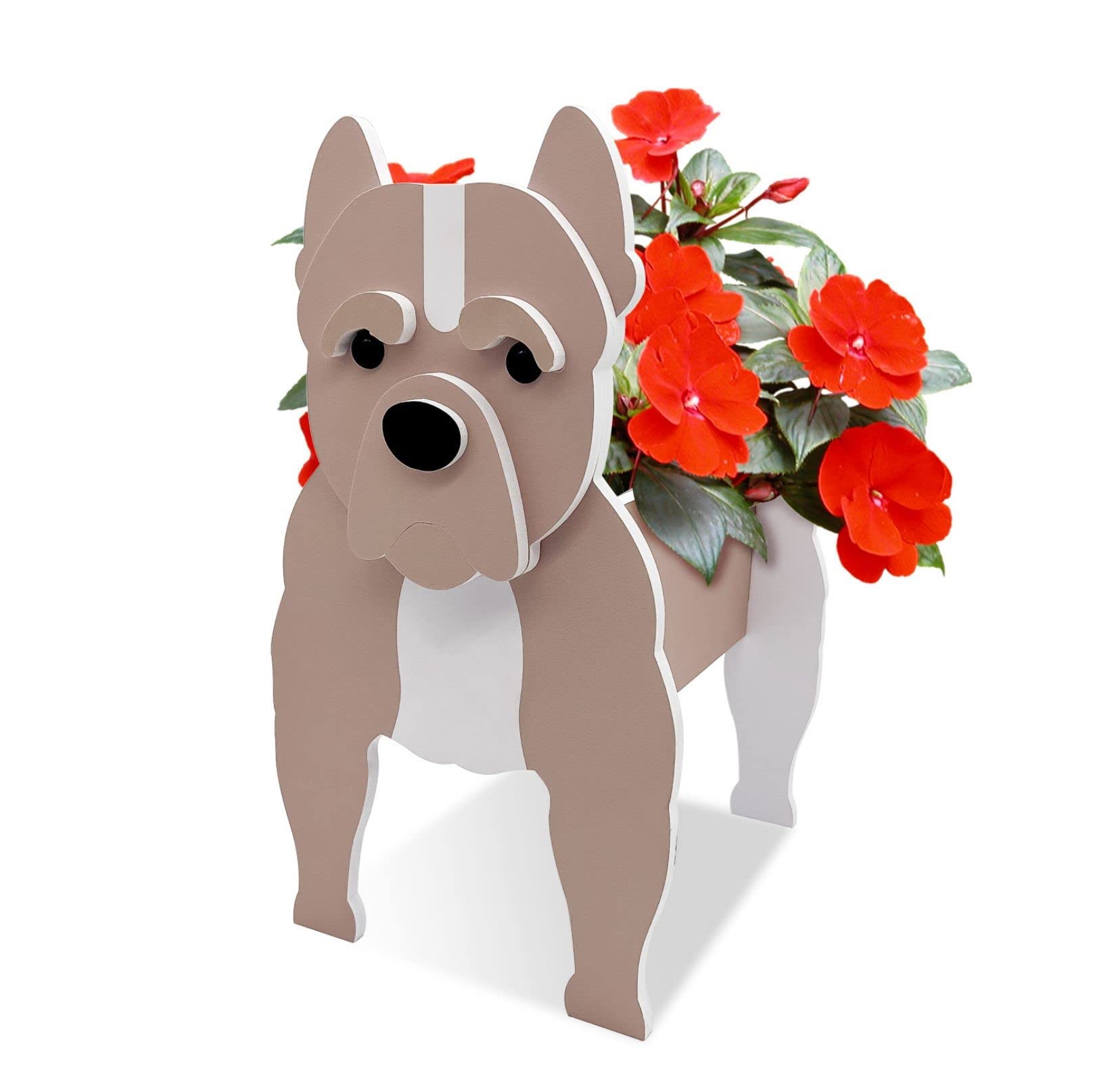 TTiiLoe Cute Dog Planter, Bulldog Plant Pots, PVC Herb Garden Flower Pots, Dog Cartoon Shaped Plant Container Holder, Gifts for Pet Lovers, 34x24cm/13.38x9.44in