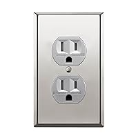 Vista 44 de ENERLITES Elite Series Duplex Receptacle with Screwless Wall Plate, Residential Grade Duplex Outlet, Tamper-Resistant, Grounding, 15A 125V, UL Silver