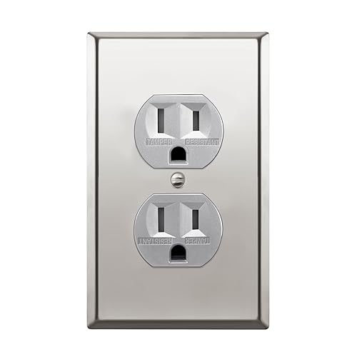 Miniatura 44 de ENERLITES Elite Series Duplex Receptacle with Screwless Wall Plate, Residential Grade Duplex Outlet, Tamper-Resistant, Grounding, 15A 125V, UL Silver