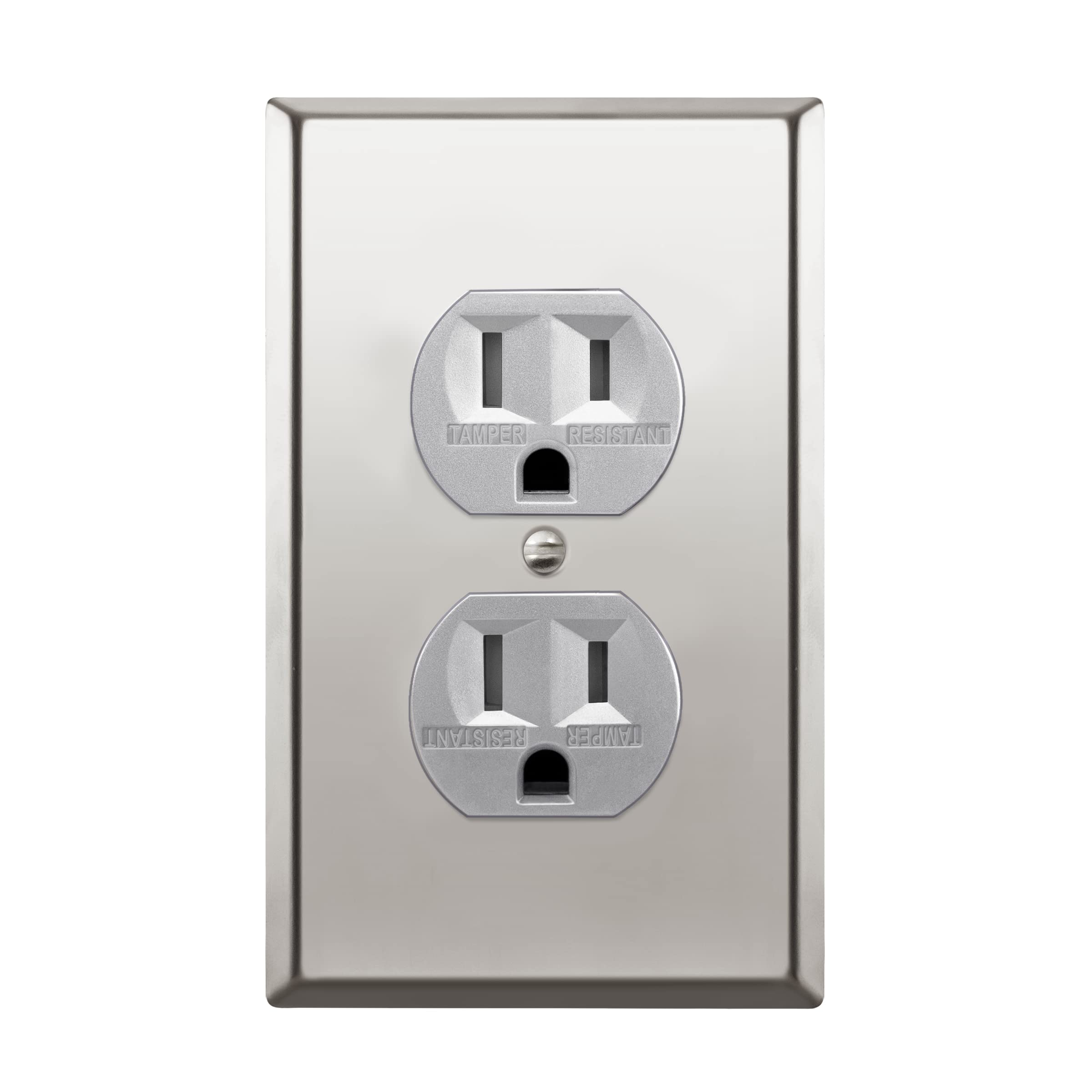 ENERLITES Elite Series Duplex Receptacle with Stainless Steel Metal Wall Plate, Tamper-Resistant Outlet, Commercial Grade