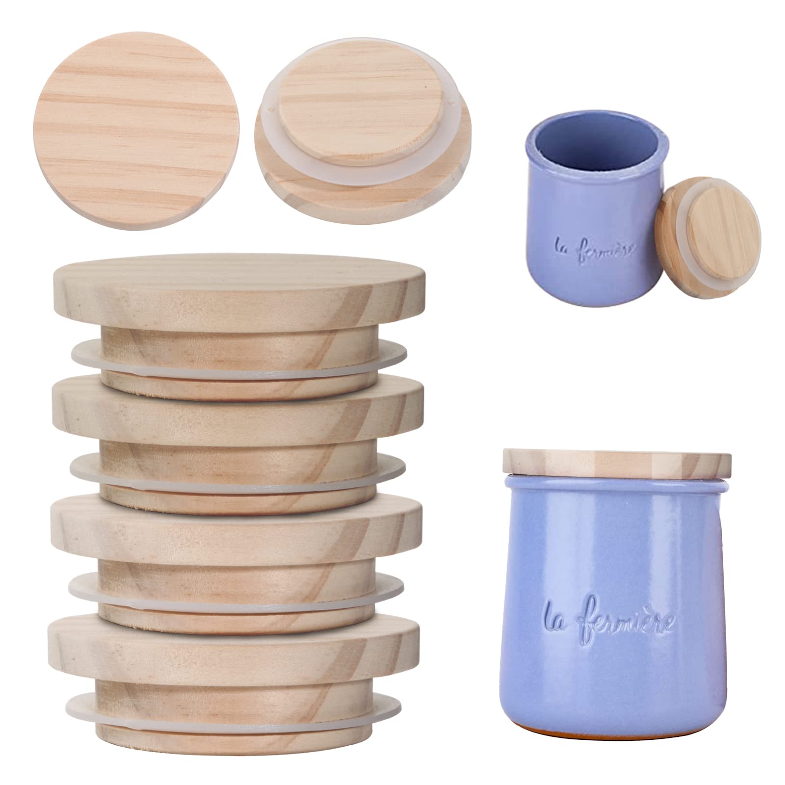 Buy La Fermiere Jar Lid 6 Piece Wood Jar Lid for La Fermiere Yogurt