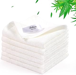 Natural Bamboo Baby Washcloths, Heavenly Soft Wash Cloths for Face and Body, 6 Pack Gentle & Safe Face Towels on Sensitive Skin, 10x10 inch White Face Cloths Pack