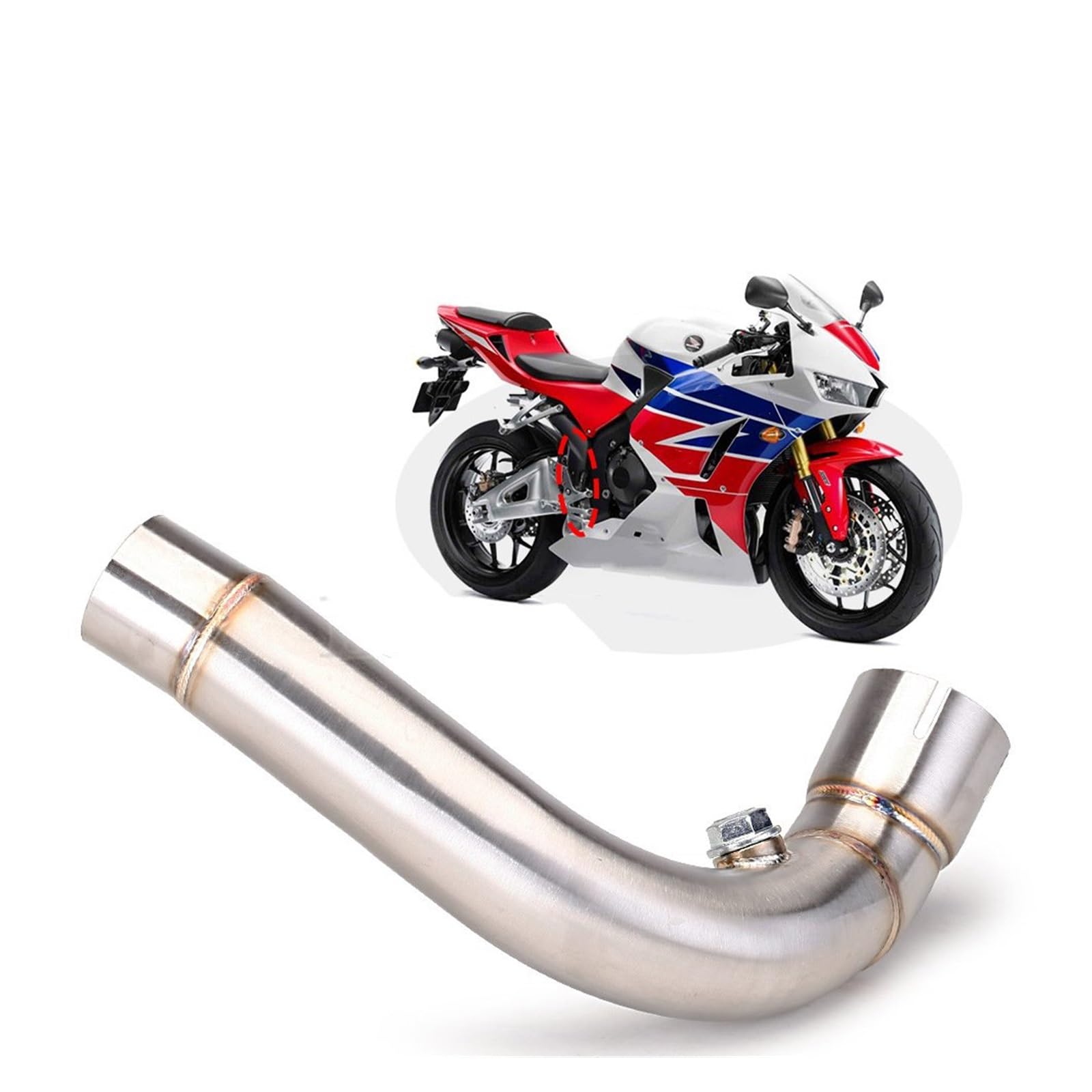 FUNFOB Silenciador Slip On para CBR600RR para CBR600 RR para F5 2005-2019 Sistema Escape Motocicleta Escape Moto Tubo Enlace Medio Modificado Silenciador De Escape