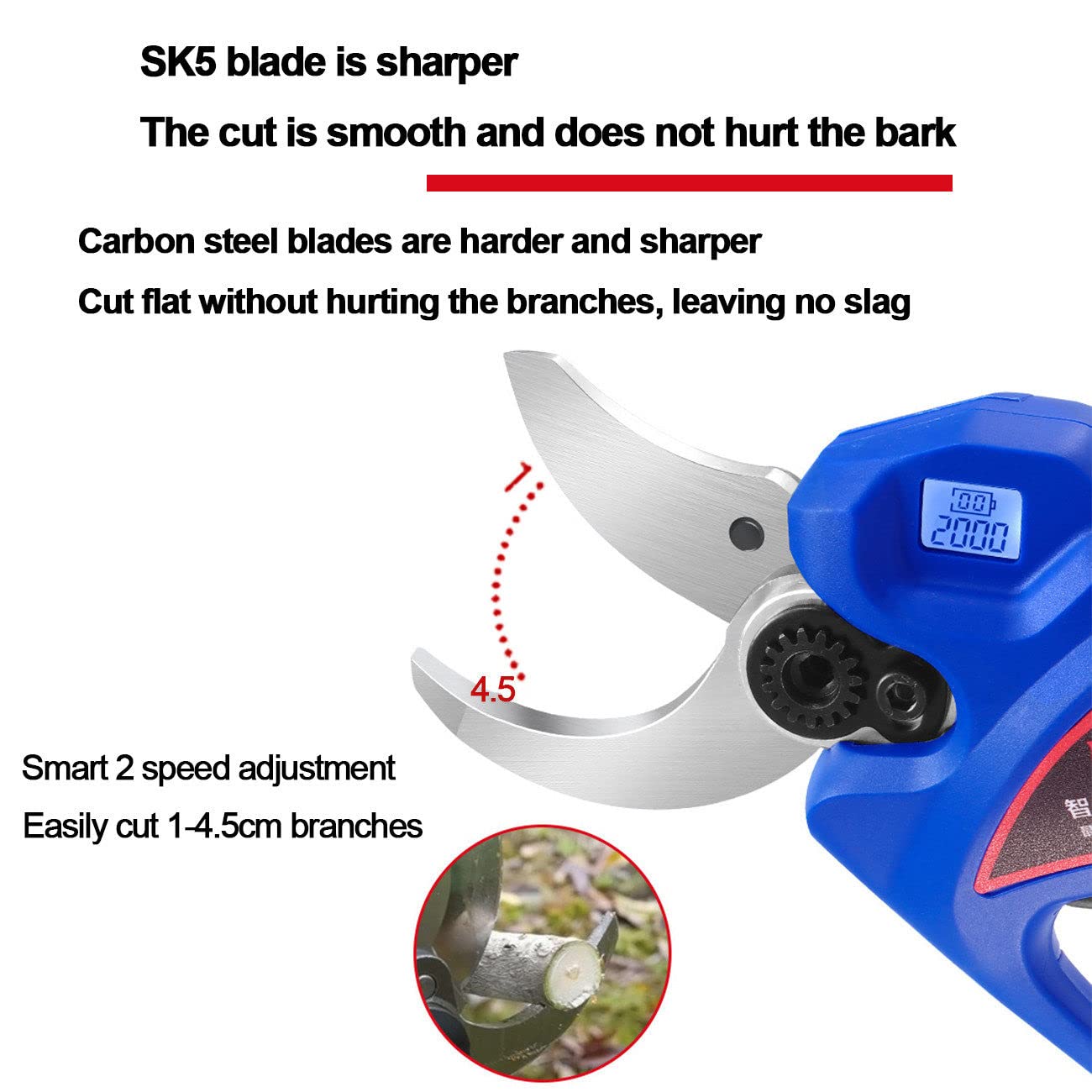 Cesoie Elettriche per Potatura,Batterie Elettriche di Ricambio A Batteria,Potatore A Batteria per Giardinaggio, Taglio di Rami di Alberi da Frutto,Diametro di