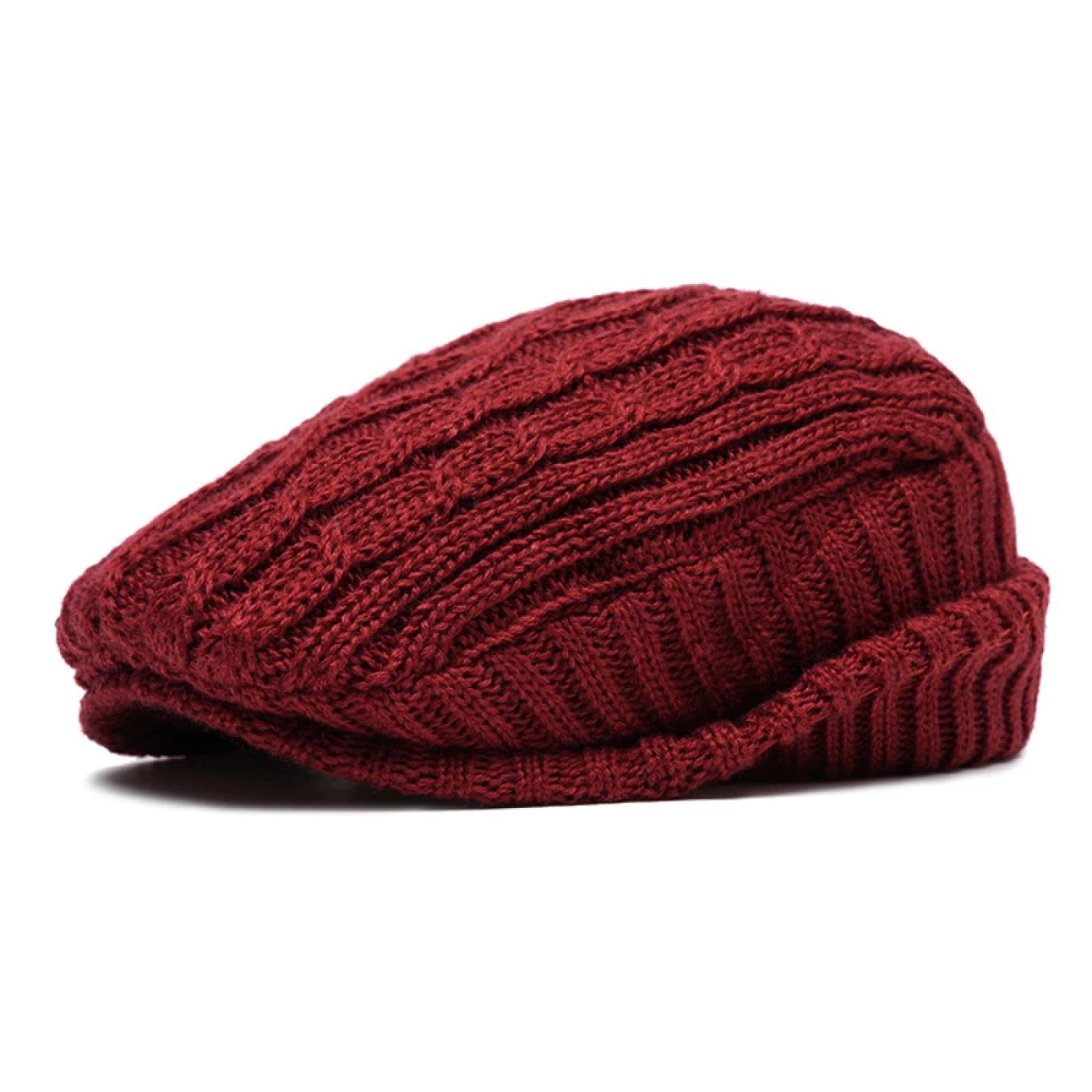 Casquettes Bonnets Chapeaux Bonnet Tricoté Bonnet Chapeau Béret Tricoté pour Femme, Bonnet d'hiver en Coton Confortable avec Doublure, Coupe Ample pour L'Automne Et l'hiver, Casquette Élégan
