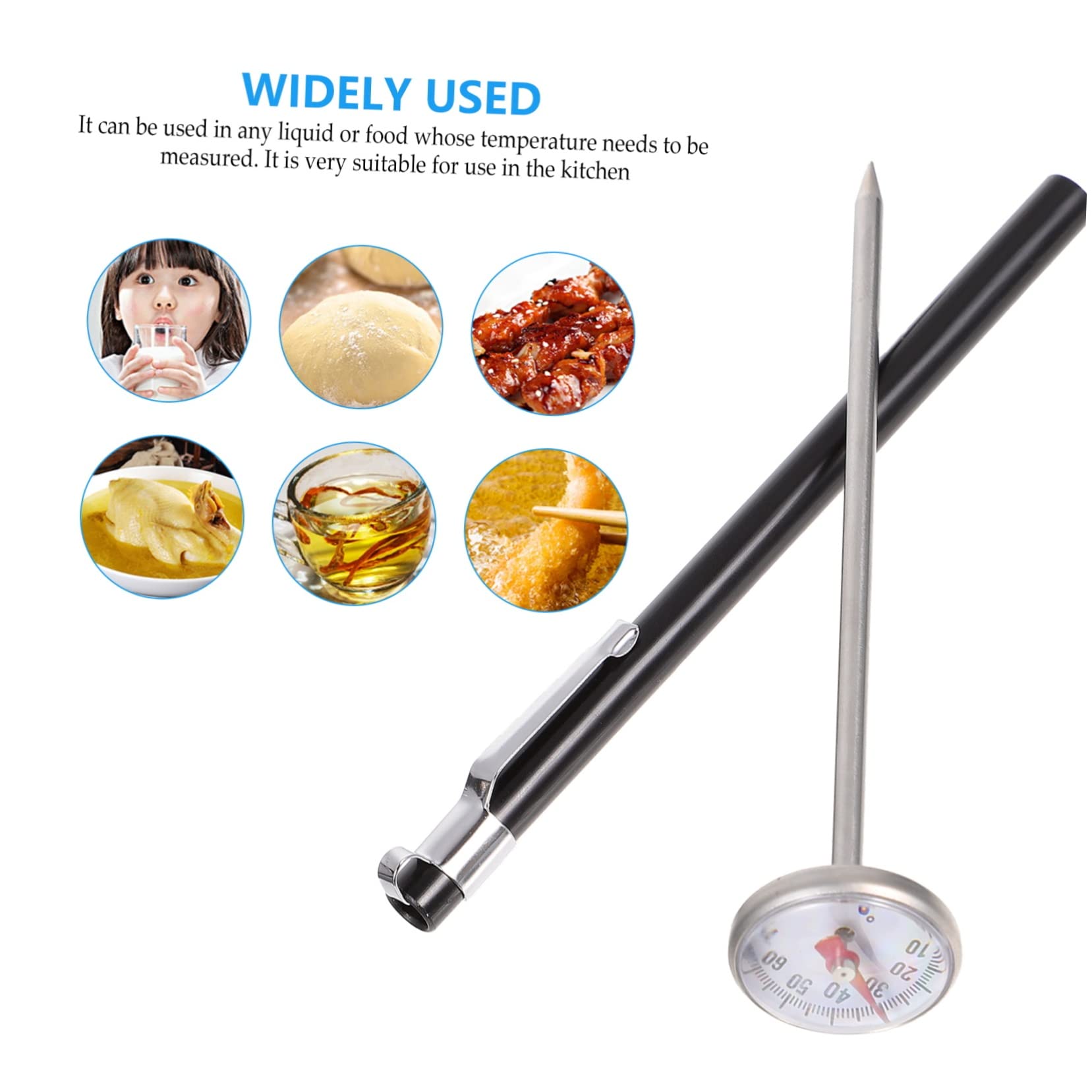 BRIGHTFUFU Digital Probe Thermometer for Food Water Stainless Steel Temperature Sensor for Coffee Safe Accurate and Fast Readings for Family Use Kitchen Cooking Essential