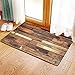 Produktbild Yaoni Rutschfester Badvorleger, Rustikale Dielen aus Holz Drucken Grungy Look Farm Landhausstil Walnuss Eiche Grain Ima,Mikrofaser Duschvorleger Teppich für Badezimmer Küche Wohnzimmer 40x60 cm