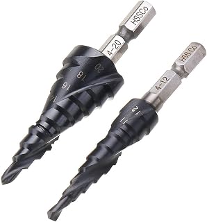 OIENNI M35 Cobalt Step Drill Bit, TiAlN Coated for Extraordinary Durability, Impact Ready Unibit with 1/4" Hex Shank, Cone Drill Bit for Sheet Metal, Stainless Steel, Aluminum, Wood, Plastic (2-Piece)