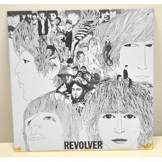 Beatles Plaque murale en métal avec REVOLVER Noir et Blanc - Les Beatles, Paul McCartney, John Lennon, RIngo Starr, George Harrison