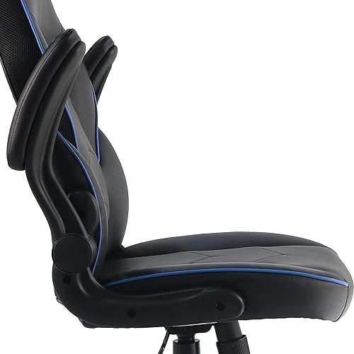 Miniatura 10 de SpawnSafe - Silla para videojuegos, altura ajustable, reposabrazos abatibles, giro de 360, negroazul