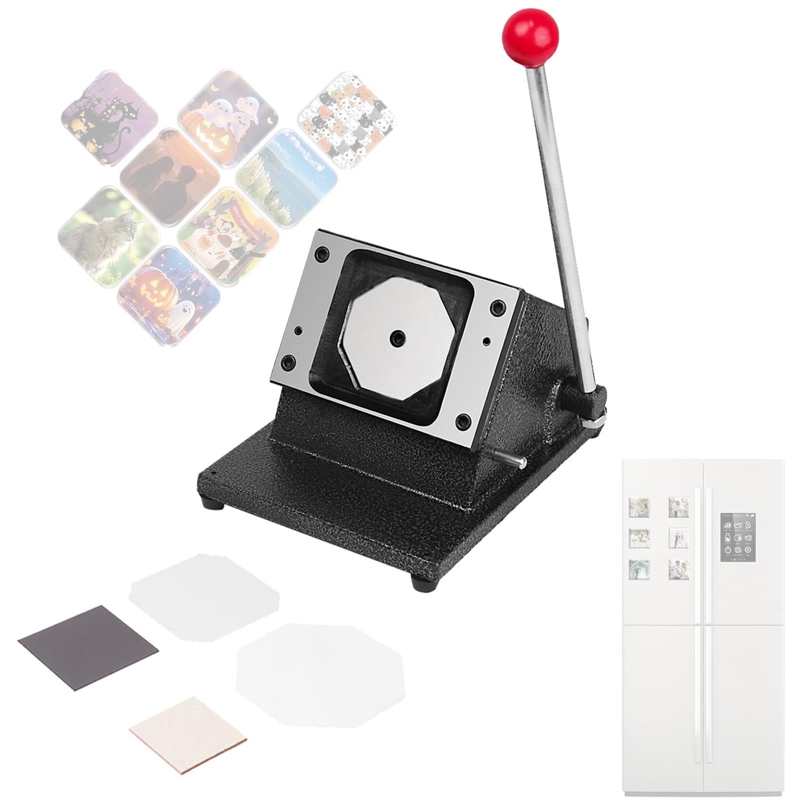 Kit Fai da Te per Magneti Fotografici, Macchina per La Creazione di Magneti,con Taglierina, per Aiutare con I Bambini, Progetti Scolastici APOSS Cutter(Cardboard*1000sets)-50 * 50mm