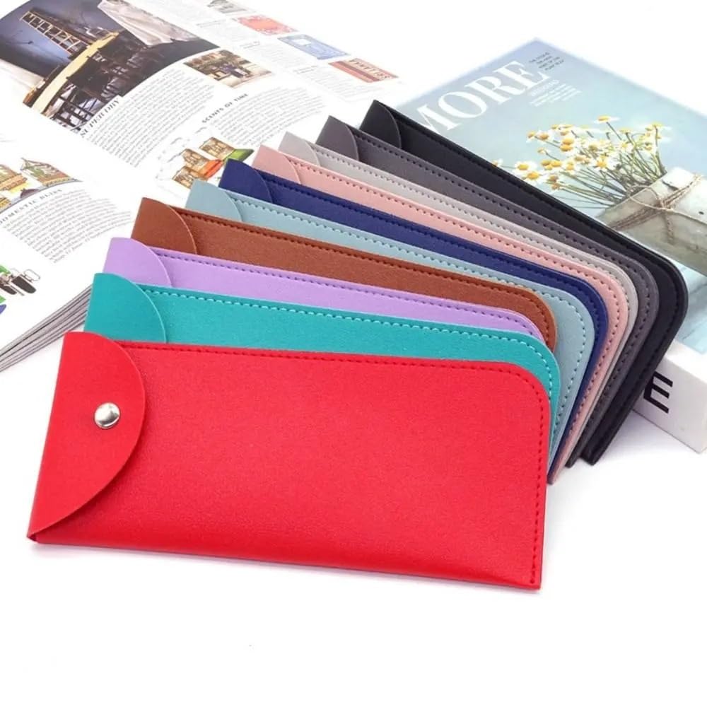 Funda protectora de piel sintética para gafas de sol, funda protectora para gafas de lectura, funda protectora con hebilla de metal portátil (marrón, 6 piezas), marrón, Talla única