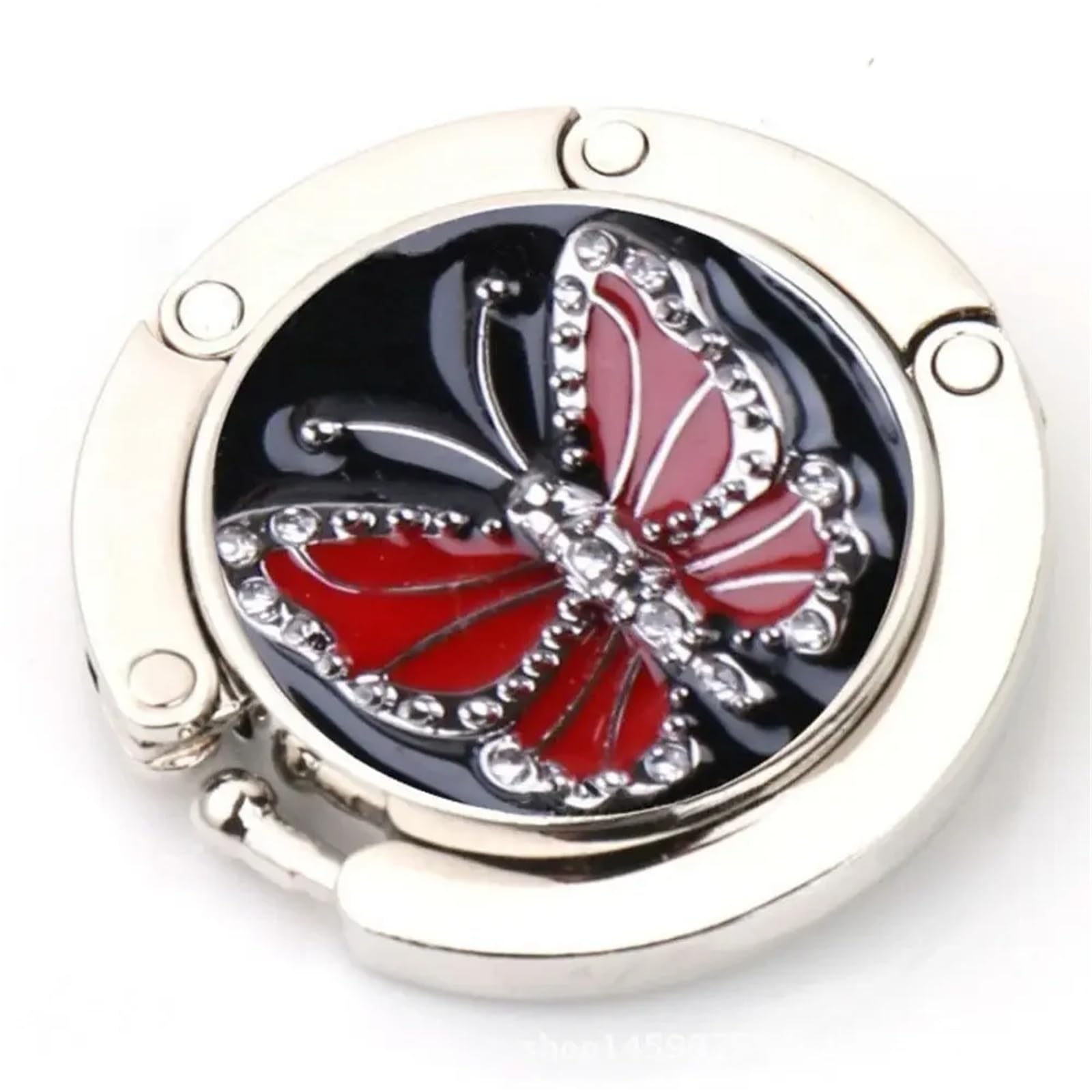 GHHZML Handbag Hooks for Tables Round Metal Hanger Hook Holder Unique Folding Portable Butterfly Pattern Table Crystal Alloy Purse Handbag Bag(Color 05)