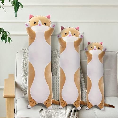 Miniatura 8 de Almohada gigante de gato de felpa suave con dibujos animados para dormir, almohada larga de gato para abrazar, almohada de cuerpo de gato de