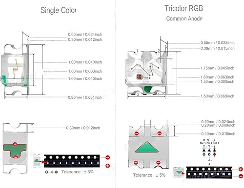 Miniatura 2 de 10 piezas 0603 0606 SMD LED diodo chip cálido blanco rojo verde azul amarillo naranja UV púrpura rosa RGB SMT lámpara luz emisión de perlas (color