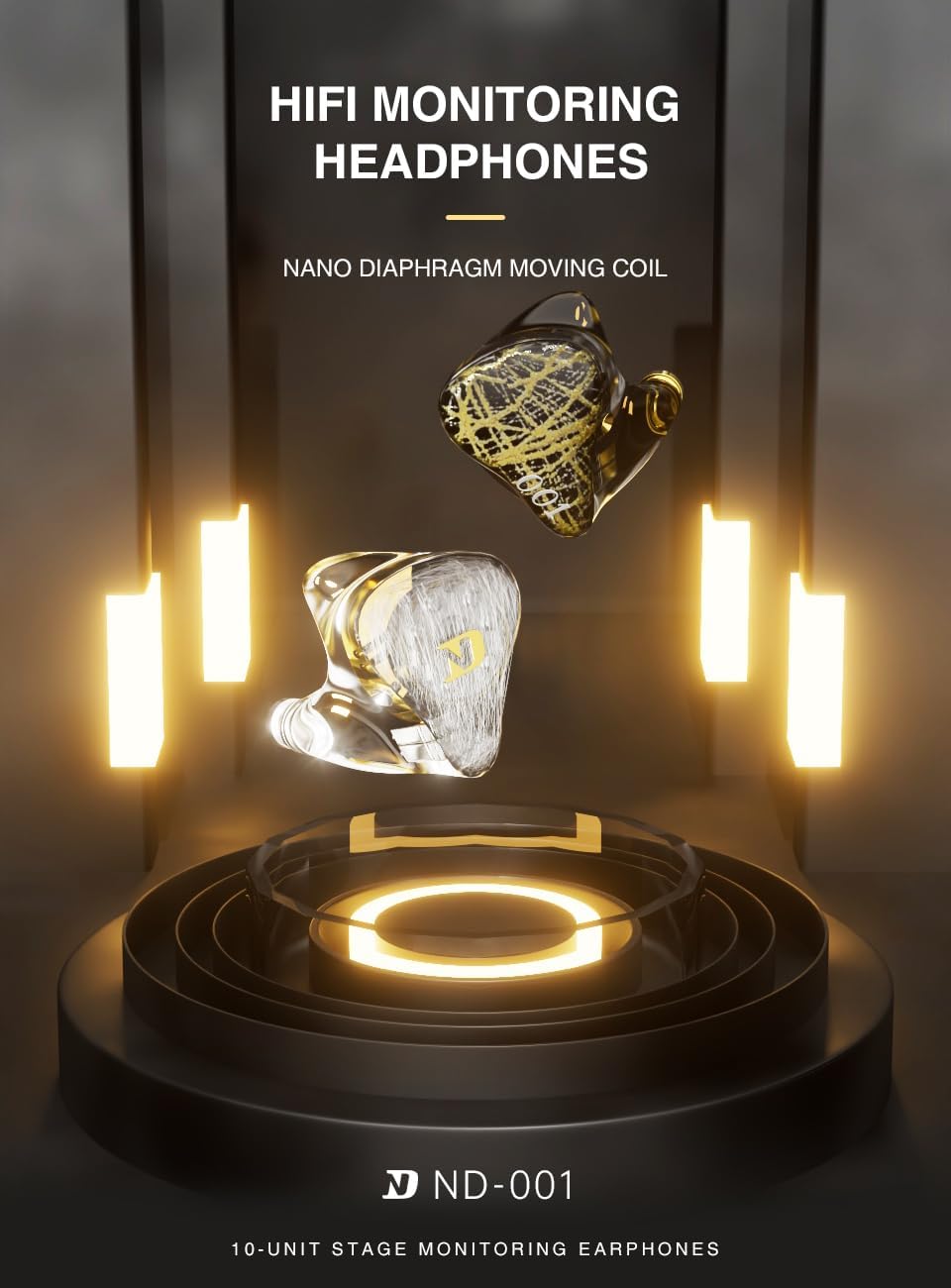 CCA ND 001 4BA+1DD in Ear Monitor, HiFi IEM Earphones, Deep Bass Wired Earphones with Tangle-Free Detachable Cable