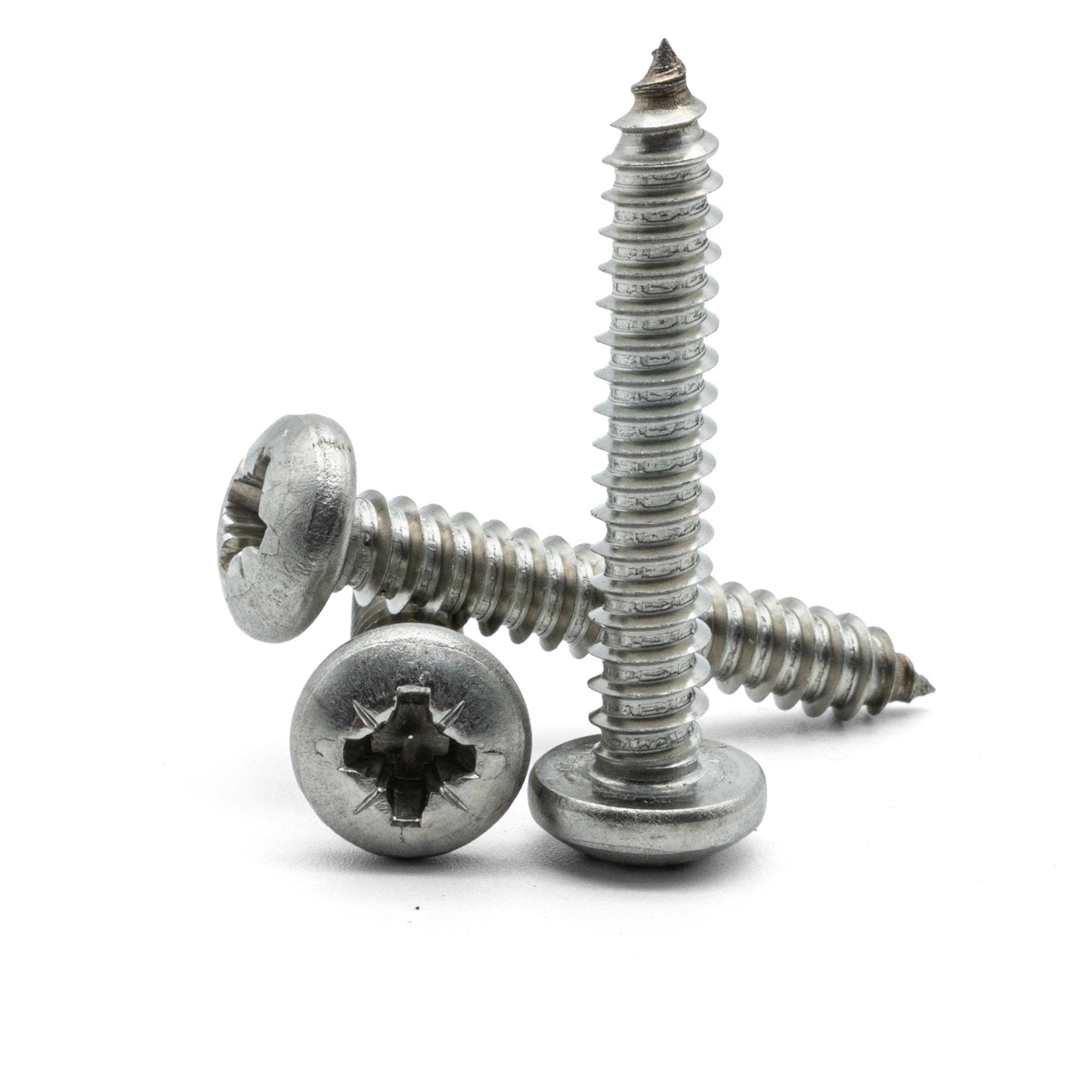 Hippo Hardware No.8 X 1/2" (4.2mm X 13mm) Pozi Pan Self Tapping Screws A2 Stainless Steel Tappers (Pack of 100)