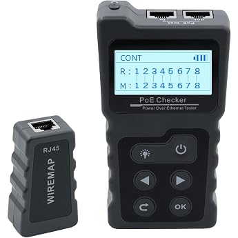 Multifunktions Kabeltester RJ45 Netzwerktester mit PoE Kontinuit tstest Spannungsmessung & LED-Beleuchtung - Ideal f r CAT5e/CAT6/CAT6a Ethernet Kabel