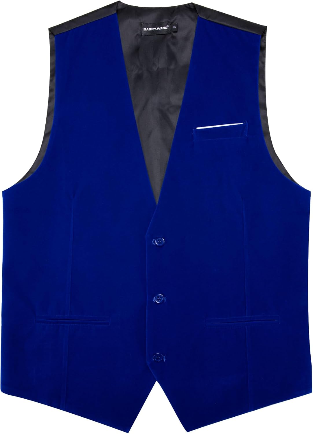 Barry.Wang Mens Velvet Vest V-neck 2 Pockets Gold Brooch Suit Waistcoat Set for Prom Wedding Party Dinner - Image 3