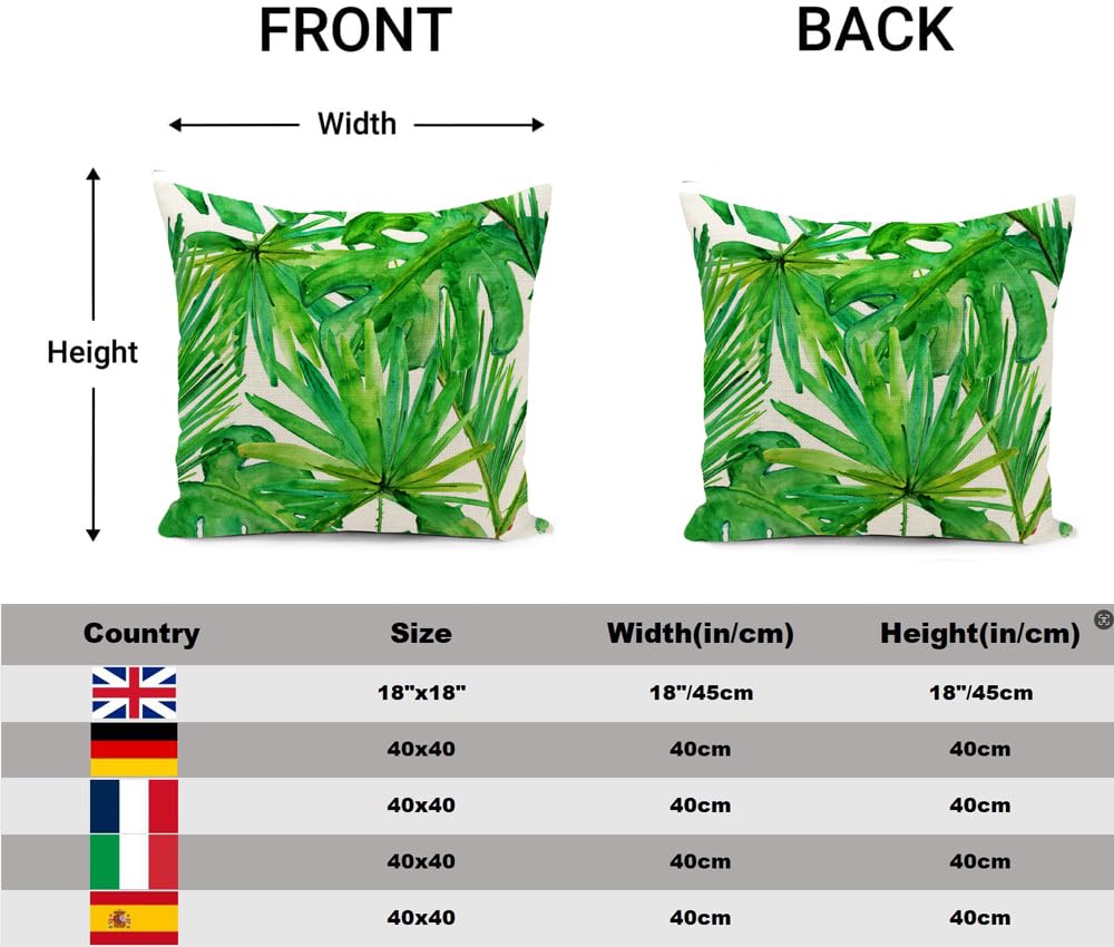 HUASHUZI cuscini impermeabili da esterno divano 40 x 40 cm verde foglia giardino balcone arredo copricuscino impermeabile cuscino decorativi soggiorno camera da letto accessori