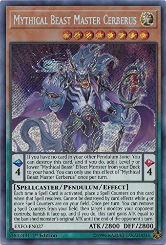 yu-gi-oh Mythical Beast Master Cerberus - EXFO-EN027 - Secret Rare - 1st Edition - Extreme Force (1st Edition)