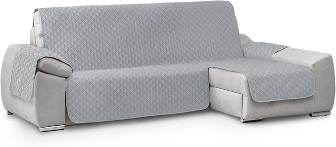 Textilhome Funda Cubre Sofá Chaise Longue Circus – Protector de Sofá Acolchado, Brazo Derecho (200 cm), Lavable y Resistente contra Manchas y Desgaste – Color Grisclaro (Visto de Frente) oferta Amazon