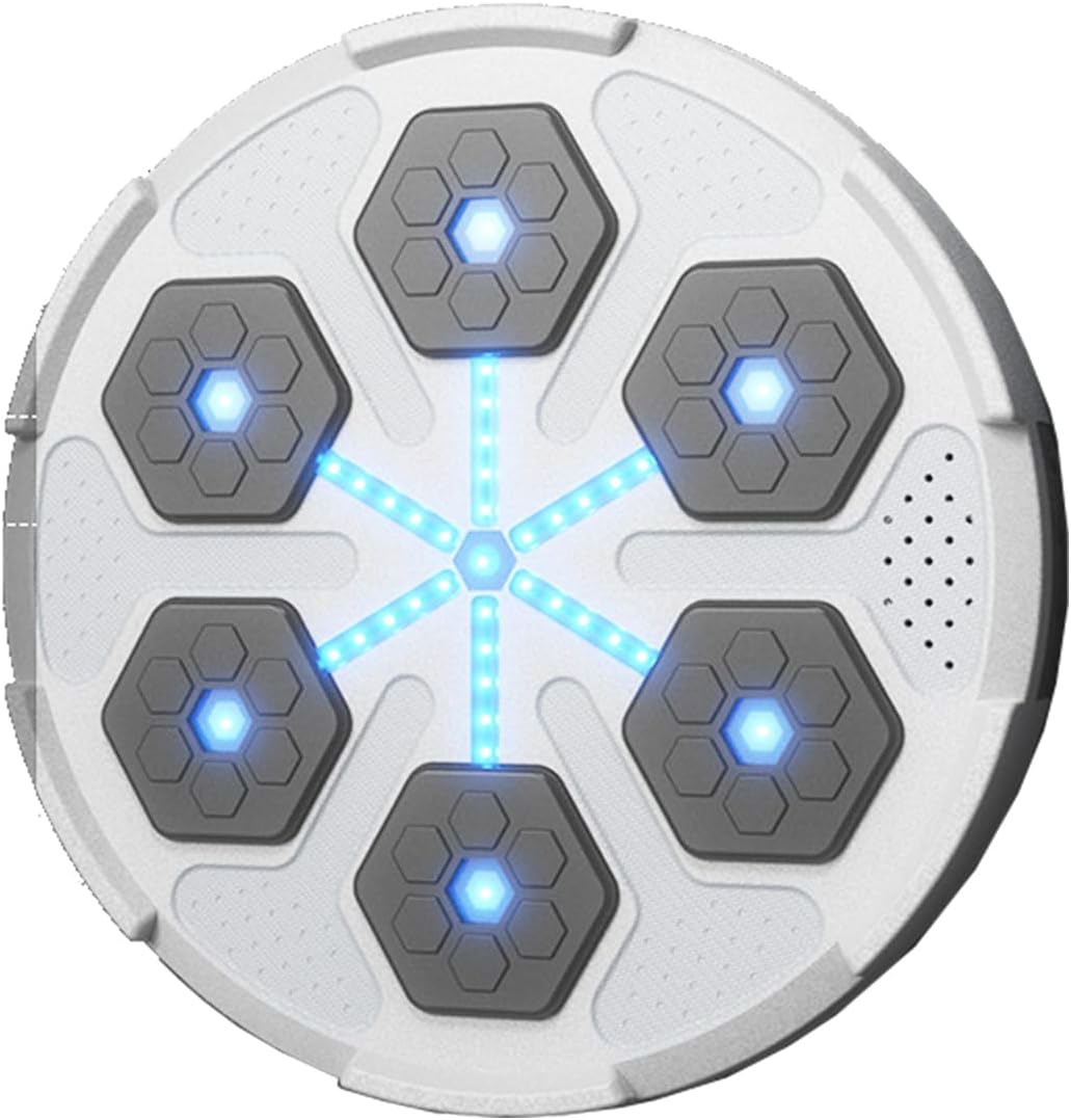 Adius Music Boxing Machine - Smart Bluetooth Boxing Machine Trainer - Boxing Machine with 7 Modes Training Machine, Wall Mounted Music Boxing for Home, Office, Gym White
