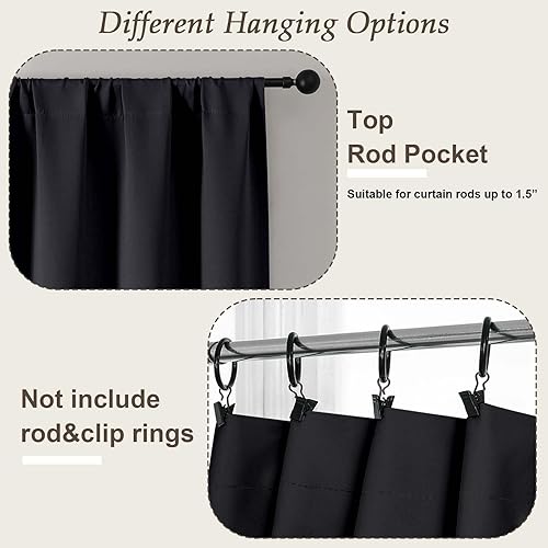 Miniatura 7 de Gwine Cortinas opacas negras para dormitorio de 84 pulgadas de largo, juego de 2 paneles de cortinas opacas con aislamiento térmico y reducción de