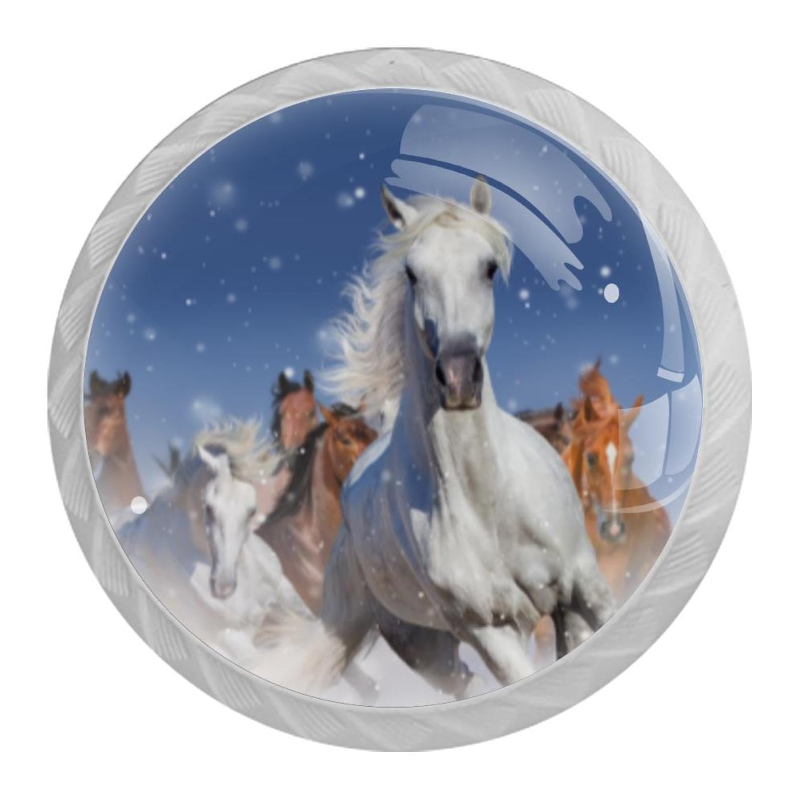 Tqmspg 4 Pieces Drawer Pulls Horses Door Knobs Dresser Handles for Kitchen Wardrobe Cupboard Hardware Furniture